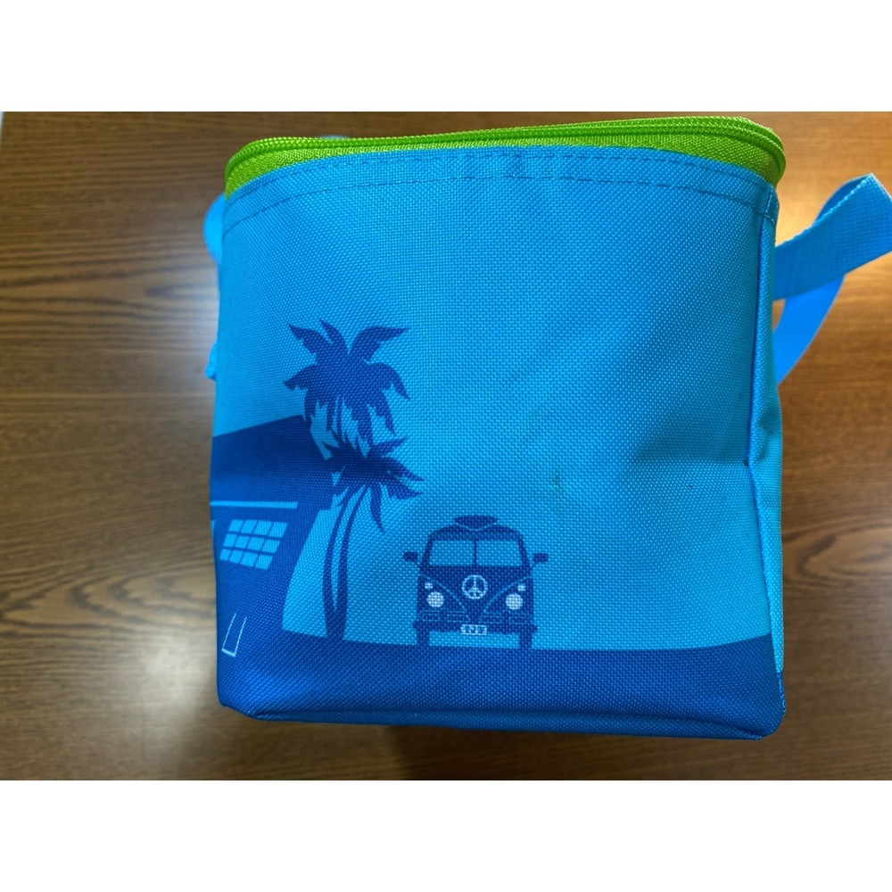 Trader Joes Mini Insulated Bag Blue Limited Edition Palm Tree Volkswagen Hippie - Picture 2 of 10